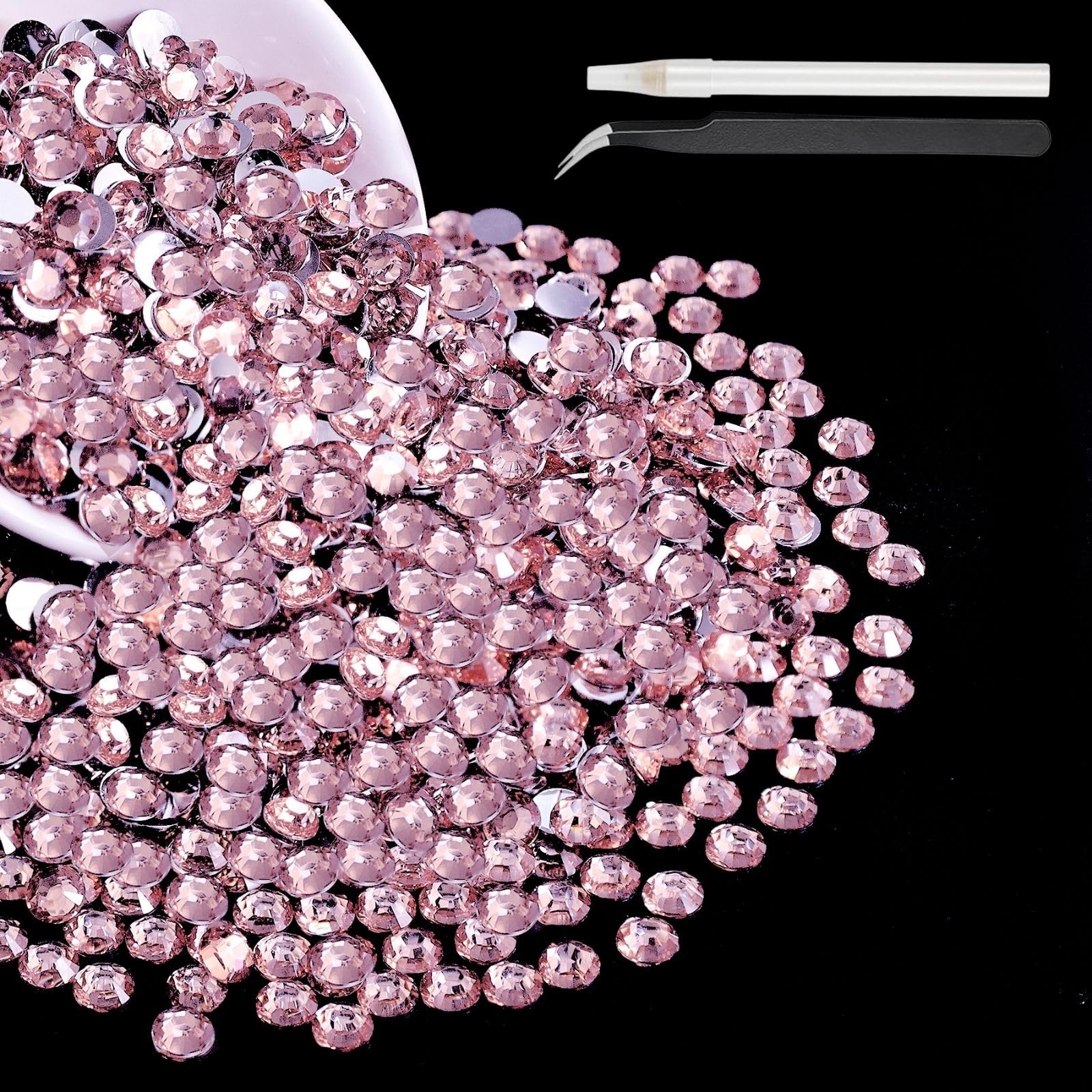 Photo 1 of 1500PCS 6mm Resin Rhinestones for Bedazzling, Light Pink Bulk Flatback Bedazzled Gems for Crafting Crafts DIY, Diamonds Charms Crystal for Shoes Clothing Bottles Tumblers Fabric Nail Art