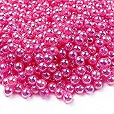 800pcs Pearl Beads 6mm Pearl Craft Beads Round Bulk Pearls for Bracelet Necklace Jewelry Making DIY Sewing Crafts Home Decoration Vase Filler (Dark Pink AB)