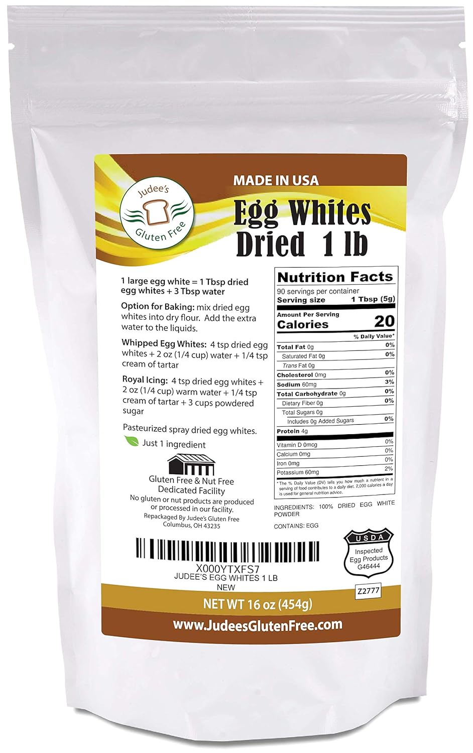 Judee's 1 lb (16oz) Dried Egg Whites (NonGMO, Pasteurized, USA Made, 1... eBay