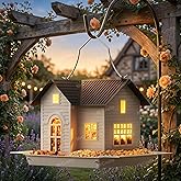 MrCrafts Solar Bird Feeder - Hanging Metal Bird House Feeder with Solar Lights, Outdoor Solar Lantern, Garden Decor for Outside, Unique Gifts for Mom, Grandma, Christmas