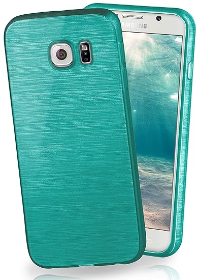 moex Samsung Galaxy S6 | Hülle Silikon Türkis Brushed Back-Cover TPU Schutzhülle Ultra-Slim Handyhülle für Samsung Galaxy S6 