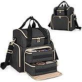 LUXJA Travel Makeup Bag with 2 Removable Cases, Cosmetic Bag with Multiple Storage Sections (Patent Pending), Black