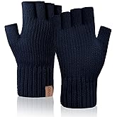 Oliumt Winter Fingerless Gloves for Men Women,Warm Knitted Half Finger Gloves Driving Working Biking for Cold Weather