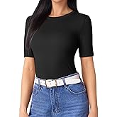 Beluring Women Half Sleeve Shirts Slim Fit Crew Neck Summer Tshirts Basic Tees