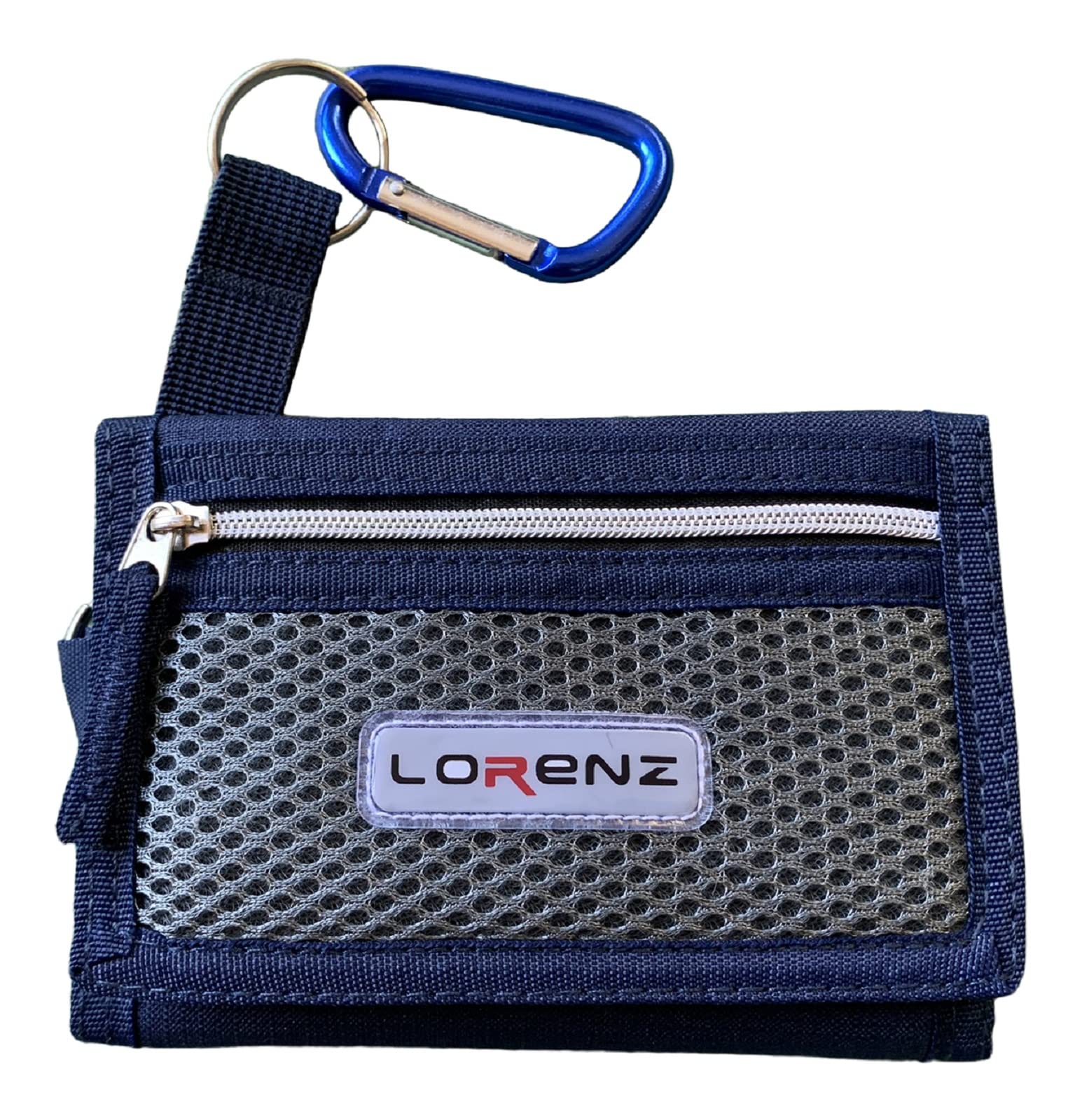 Lorenz Mens Slim Canvas Sports Wallet with Belt Hook - Navy Blue