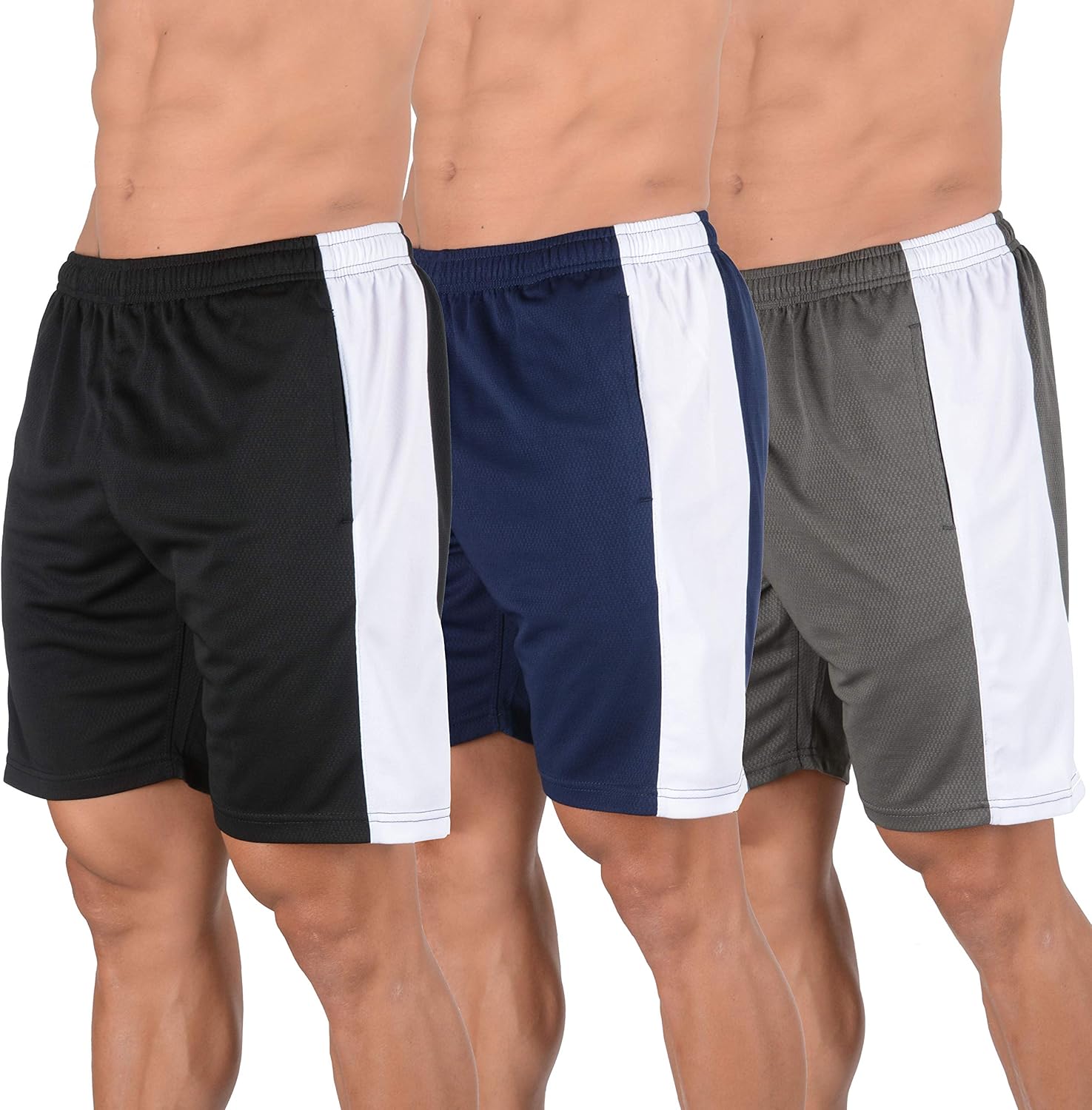 YoungLA Mens Shorts Pack of 3 Athletic Basketball Gym Workout Running