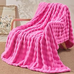 NEWCOSPLAY Twin Blanket for Couch Hot Pink Super