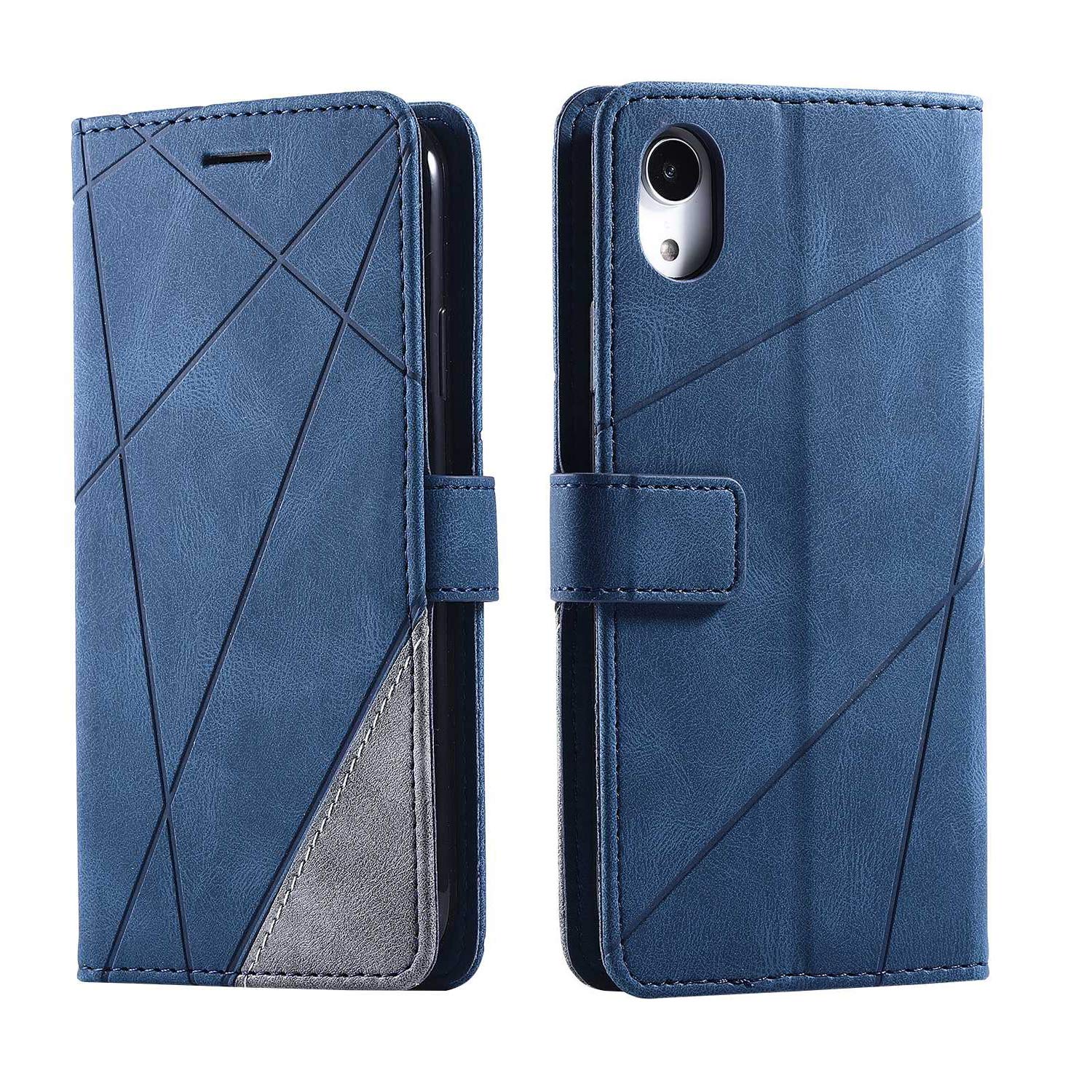 SONWO Case for iPhone XR Case, Premium Leather Flip Wallet Case Magnetic Closure Card Slots Kickstand Phone Case for iPhone XR, Blue