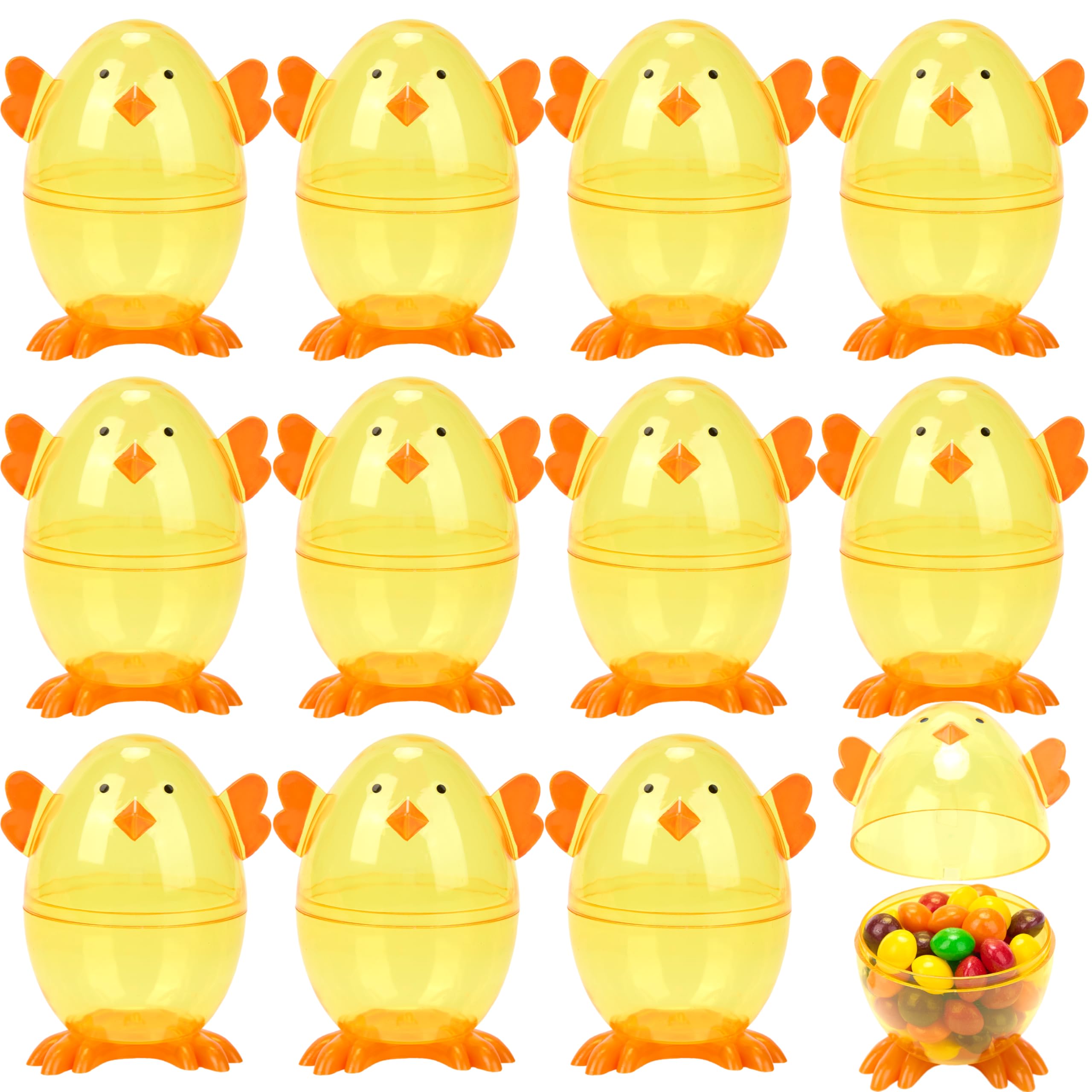 JOYIN 12 Pcs Easter Eggs Shell Chick Shaped Novelty Easter Themed Characters for Easter Egg Hunt, Basket Stuffers Filler, Fillable Shells, Classroom Prize Supplies