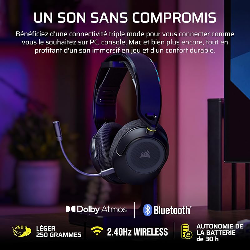 HS35 v3 Casque de Jeu sans Fil avec Micro – Noir (Carbone)