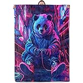 Gamer Panda Theme Blanket Gifts for Women Girls, Soft Warm Lightweight Flannel Throw Blankets for Living Room Home Sofa Travel Decor 50" x 60"
