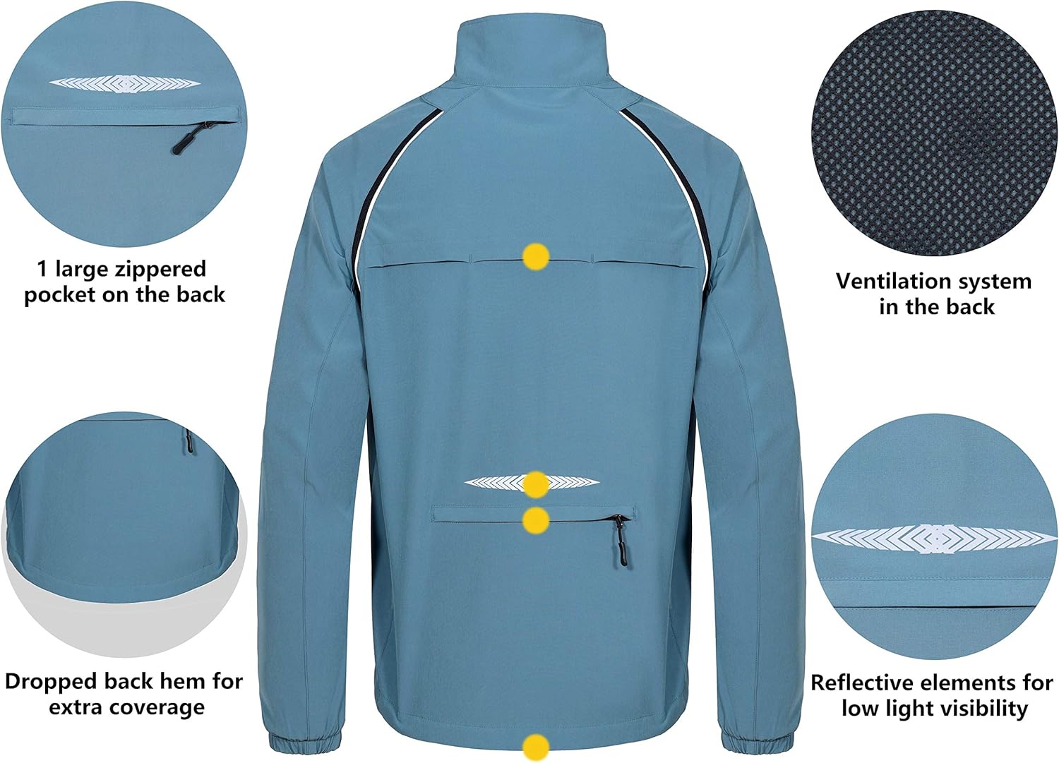 Little Donkey Andy Men's Quick-Dry Running Jacket, Convertible UPF 50+ Cycling Jacket Windbreaker with Removable Sleeves : Clothing