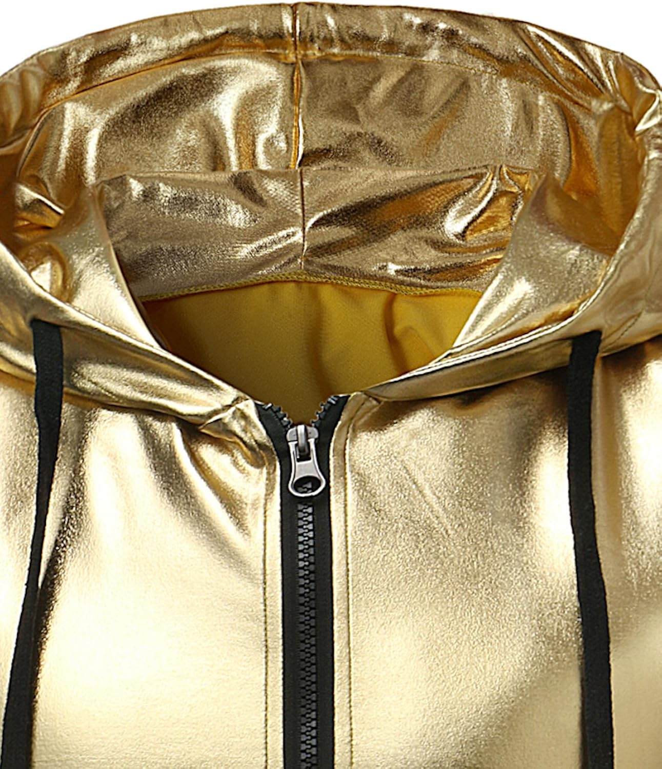 ZEROYAA Mens Hipster Metallic Zip Up Sleeveless Hooded Vest T Shirt with Kangaroo Pocket at  Men’s Clothing store