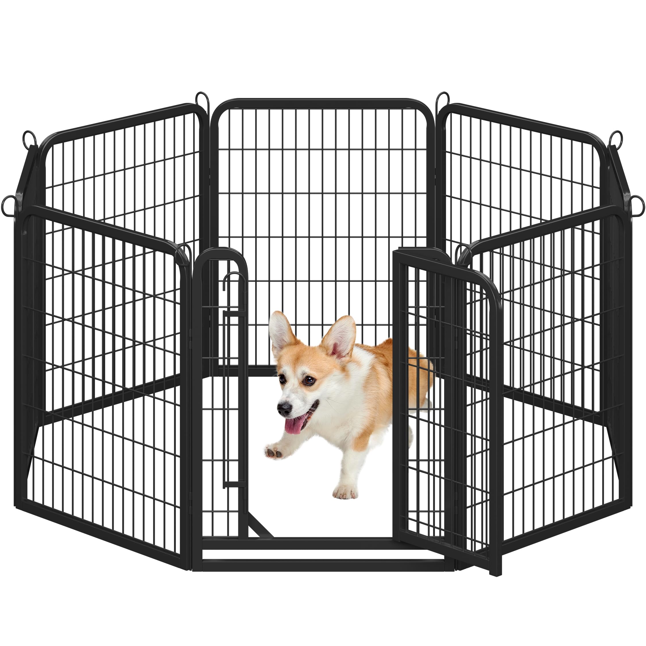 Yaheetech Lightweight Dog Playpen, 8 Panel 80cm Dog Fence Pet Exercise Pen Portable Puppy Play Pen Suitable for RV/Camping