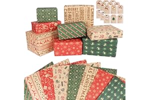 CCINEE 8 Pack Christmas Gift Wrapping Paper Sheet,50x70cm Christmas Wrapping Kraft Paper Snowflake Tree Xmas Wrapping Paper f