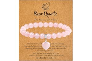 MAIBAOTA Healing Crystal Bracelet for Women, 8 mm Natural Gemstone Beaded Bracelet, Love Heart Bracelet Jewelry, Crystal Gifts for Women Christmas Mothers Day Birthday Valentine's Day Anniversary