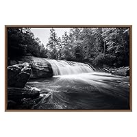 SIGNWIN Framed Canvas Wall Art Waterfalls in The Park with Forest Nature Wilderness Photography Minimalism Modern Scenic Dramatic Black and White for Living Room, Bedroom, Office - 16