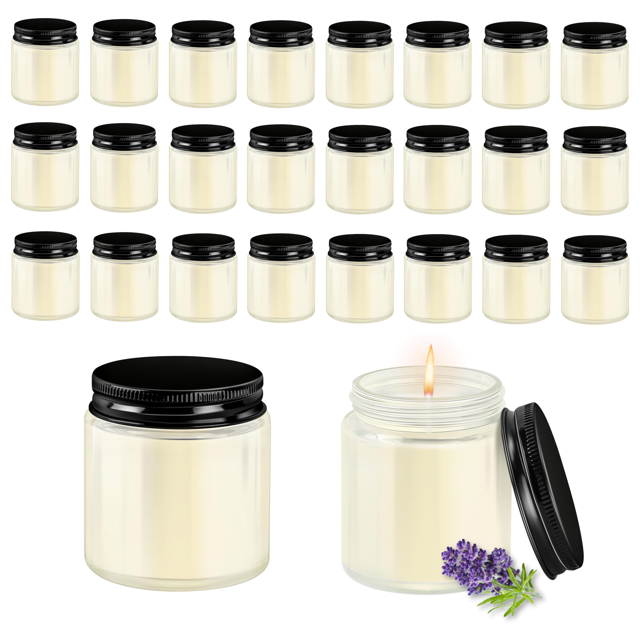 View 1 of ACITHGL 24 Pcs 4oz Mini Mason Jar Candles Small Lavender Scented Candles Bulk Aromatherapy Ideal Souvenir Favors for Wedding Birthday Party (Black, 24)