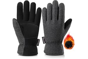 OZERO Winter Gloves for Men & Women | -30℉ Warm Thermal Running Cycling and Work Gloves for Men Cold Weather | Deerskin and Polar Fleece Insulated Winter Gloves Men