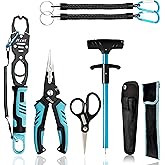 selake 7 PCS Fishing Tool Kit,Fishing Pliers,Fish Lip Grip Tool with Weight Scale,Super line Scissors,Fish Hook Remover,Complete Fishing Equipment or Fishing Gear - Best Gift for Men