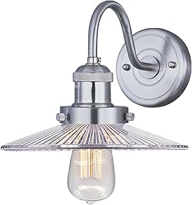 Maxim Lighting 25085CLSN One Light Glass Wall Light, Satin Nickel
