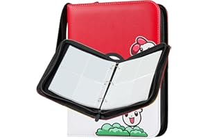 GEAoffice 4 Pocket Card Binder For Standard Trading Cards, Trading Card Book Album Holder Folder, 400 Pockets Card Binder with Zipper for TCG, MTG -Toys Gifts for Boys Girls, Red