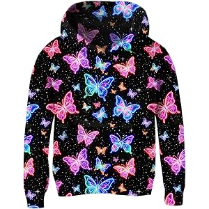 uideazone Teen Girl Sweatshirt Hoody Hoodies Hooded Pullover with Pockets 4-14 Years