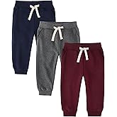Feyoyi 3 Pack Fleece Toddler Boys Sweatpants Kids Joggers Soft Cotton Toddler Boys Girls Sweatpants with Pocket Drawstring