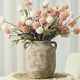 Ceramic Flower Vase Home Decor - 7.6 Inch Farmhouse Rustic Table Vases with Handle Living Room Decoration Decorative Vintage Pottery for Kitchen Shelf Coffee Dining Bookshelf Fireplace Centerpiece