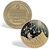 CHURYUML 2 Year Sobriety Coin - Two Year Sober Chip with Mountain and Starry Sky Design, Non-Religious AA Coins Recovery Medallions Sobriety Gifts for Women & Men Celebrating Sober Milestones