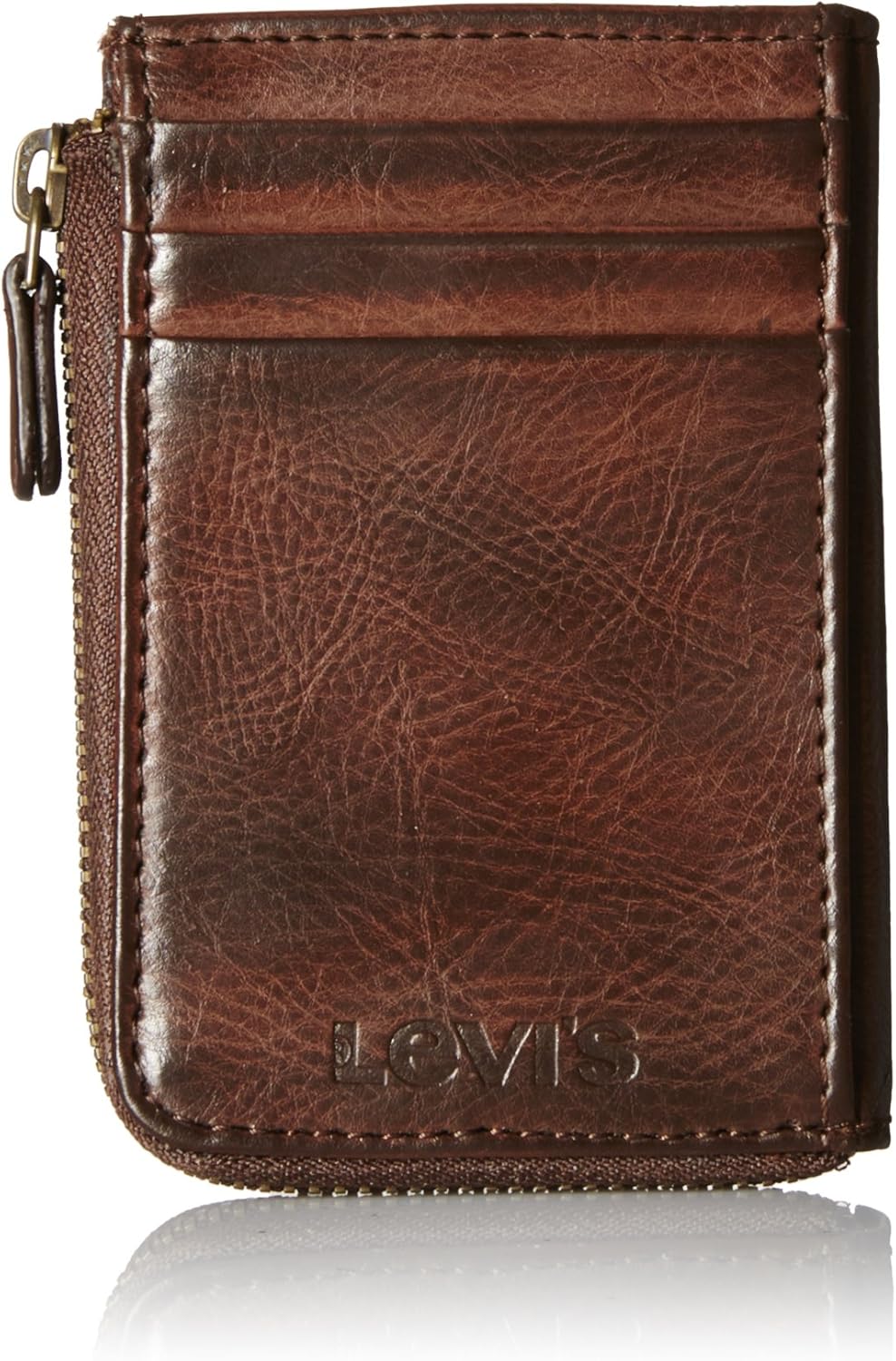 Levi's Men's Half Zip Card Holder Wallet Brown One size Amazon.co