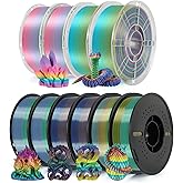 Kingroon Silk Rainbow PLA Filament Bundle 10kg (22lbs), 10 Spools 1.75mm Multicolor Gradient 3D Printing Filament, ±0.03mm Accuracy, No Clogging for FDM 3D Printers