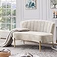 annjoe Loveseat Settee Upholstered Sofa Couch Banquette Bench Ottoman with Backrest and Golden Metal Legs for Dining Room Living Room Bedroom Funiture