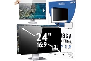Peslv 2-PACK 24 Inch 16:9 Computer Privacy Screen for Widescreen Monitor, 24inch Removable Anti Blue Light Glare Eye Protection Shield, Black Blackout Anti Spy Desktop Security Private Filter