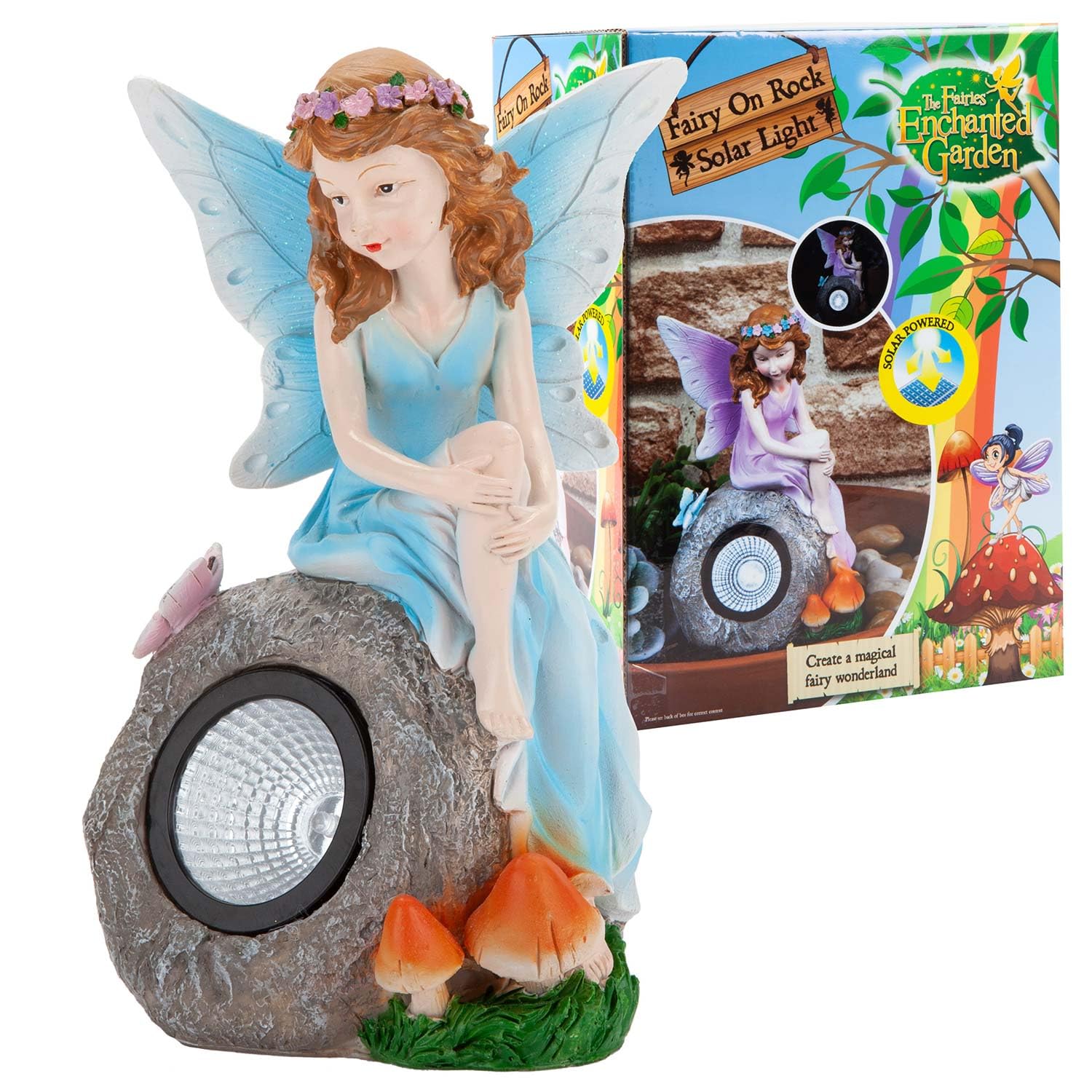 PMS VFM - Enchanted Blue Solar Fairy On Rock Garden Light