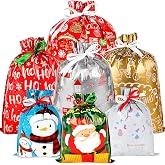 habgp 35 PCS Christmas Gift Bags, Xmas Drawstring Gift Bags Large Medium Small, Assorted Sizes for Christmas Holiday Present 