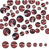 150Pcs Mix Round Glass Rhinestones Burgundy Point Back Crystal Gems Satellite Faceted Rhinestones 7 Sizes Jewels Embelishments with Silver Plated Back for Crafts, Jewelry Making, Clothes, Shoes, Dress