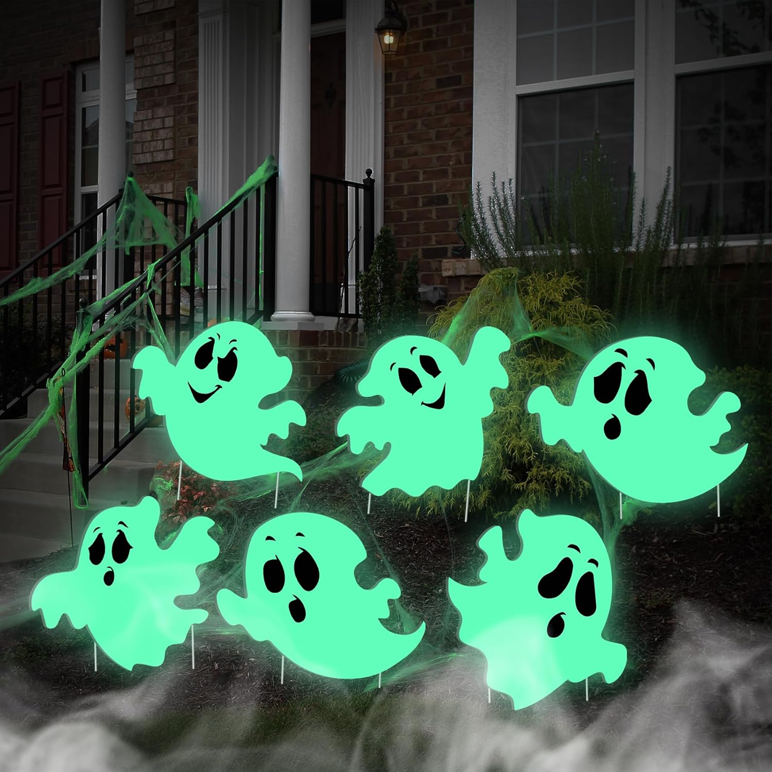 Yard Signs - Halloween Yard Sign Decor Ghost Decorations with Metal Stakes 6PCS Glow in the Dark Outdoor for Lawn Garden