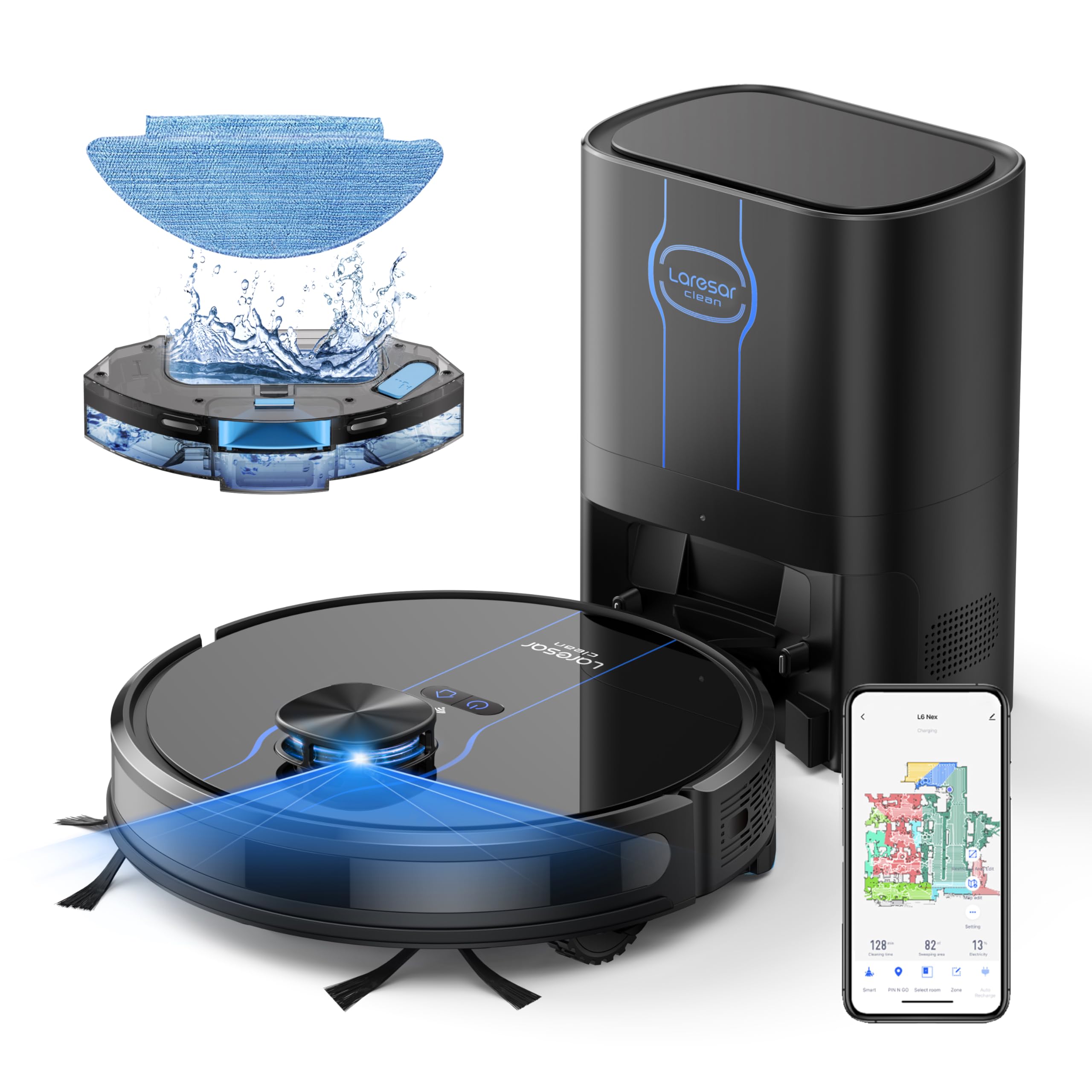 Photo 1 of ***Selling for parts only***Robot Vacuum and Mop Combo, 5000Pa Robotic Vacuum with Self Emptying Dock for 60 Days, Smart Lidar Navigation Robot Vacuum Cleaner, Mapping, APP/Voice Control for Per Hair, Hard Floor and Carpet