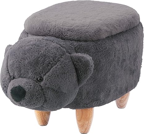 Amazon Co Jp 不二貿易 アニマルスツール 収納スツール クマ 高さ37cm 動物 おもちゃ収納 グレー 幅72cm ホーム キッチン