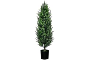 DOPGIB Artificial Cedar Topiary Trees 4.35 FT UV-Protected Evergreen Fake Potted Pine Cypress for Outdoors Home Front Porch Decor
