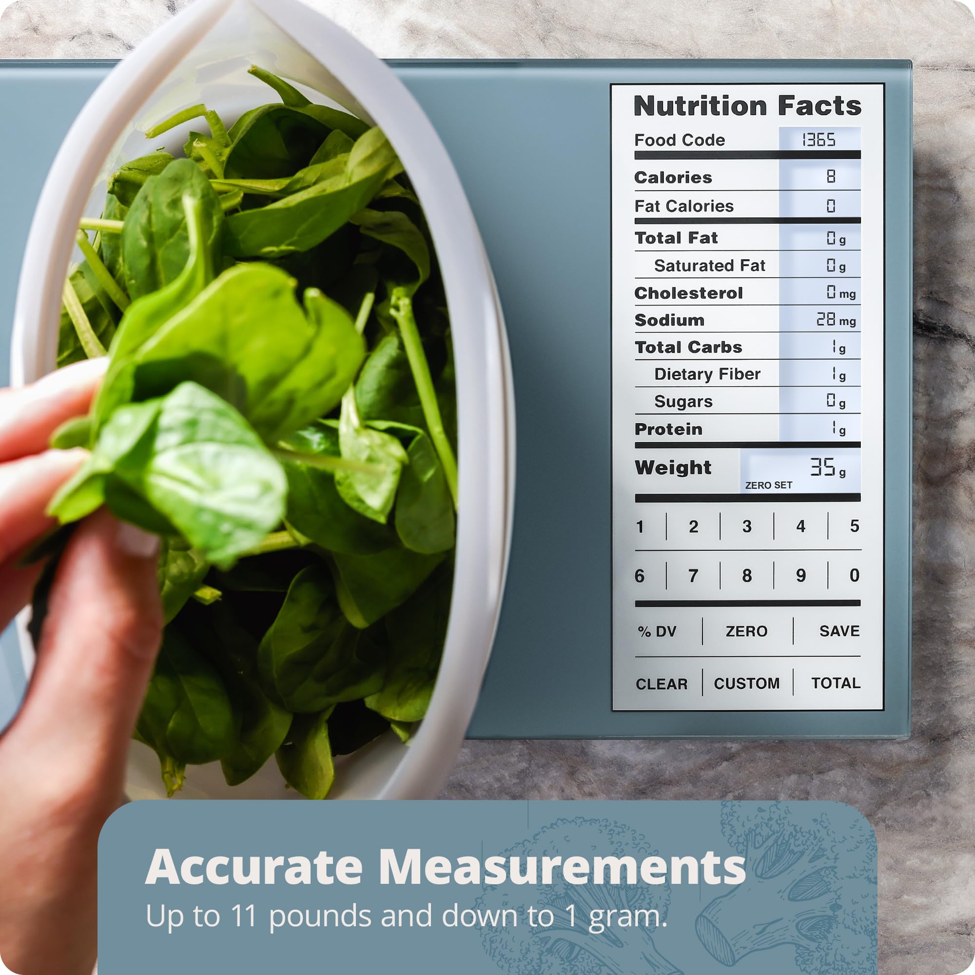 Greater Goods Digital Nutrition Scale – Accurate Macro and Calorie Tracking for Meal Prep, Weight Loss, and Healthy Eating | 2,000 Built-in Foods, Intuitive Nutrition Label Display, 11lb Cap, Blue