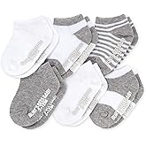 Burt's Bees Baby Baby Girls' Ankle Socks with Non-Slip Grips (6-Pack)