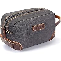 emissary Men's Toiletry Bag Leather and Canvas Travel Toiletry Bag Dopp Kit for Men Shaving Bag for Travel Accessories…