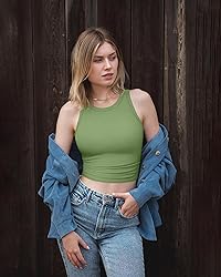 OQQ Women's 2 Piece Tank Tops Crew Neck Sleeveless