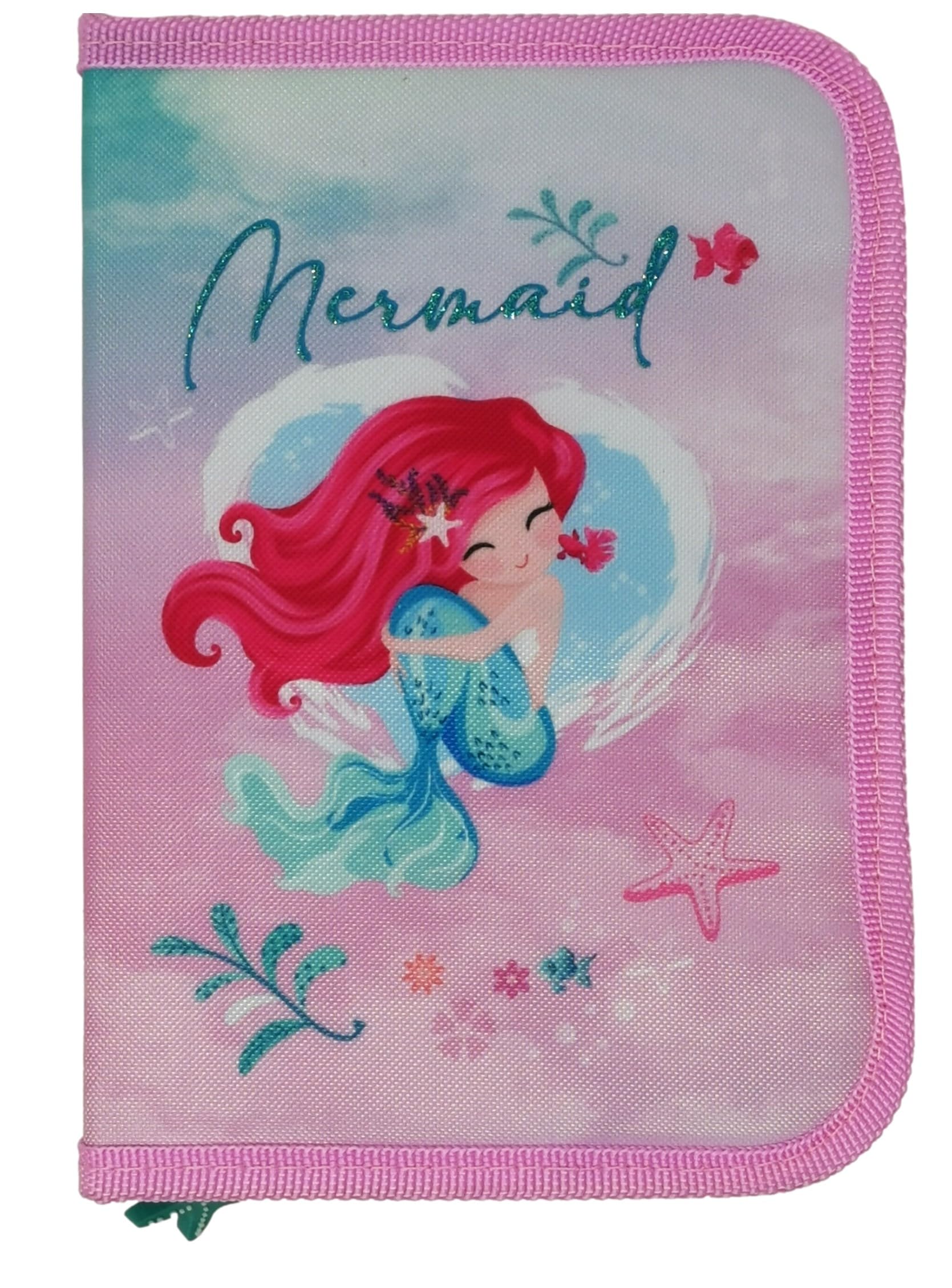 Theonoi Pencil Case Double Decker Pencil Case Filled with 2 Compartments, Mermaid Mermaid, Pencil case