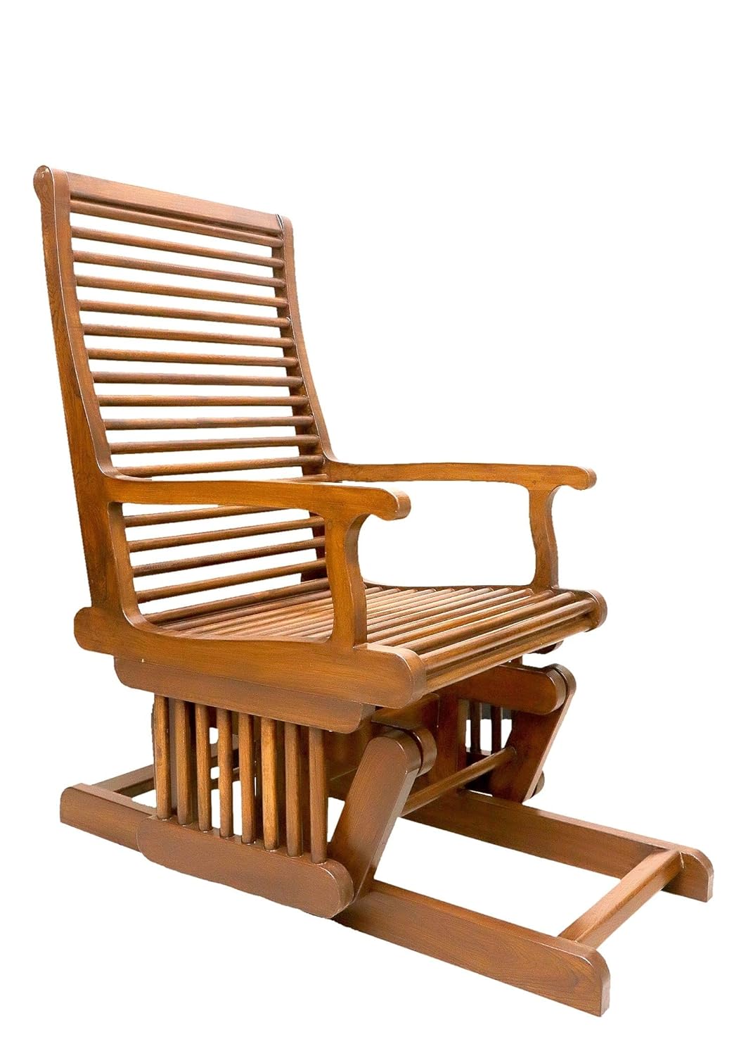 Gomati Woods Pure Teak Wood Rocking Chair Luxury Glider Chair Best Gift For Grand Parents Pure Teak Wood Natural Polish