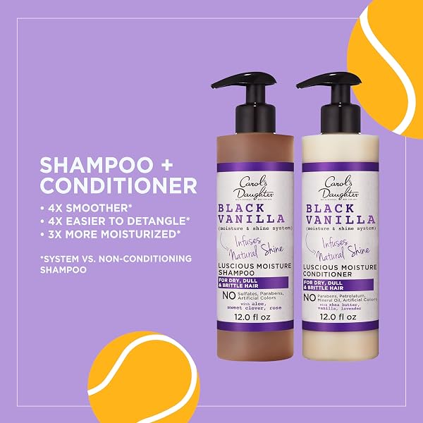 CAROL’S DAUGHTER BLACK VANILLA SULFATE FREE SHAMPOO AND CONDITIONER SET FOR CURLY, WAVY OR NATURAL HAIR, MOISTURIZING HAIR CARE FOR DRY, DAMAGED SPLIT ENDS, 1 KIT