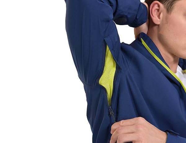 LITTLE DONKEY ANDY MEN’S WATERPROOF RAIN JACKET BREATHABLE WINDBREAKER OUTDOOR RAIN COAT WITH DETACHABLE HOOD BLUE/BLUE S