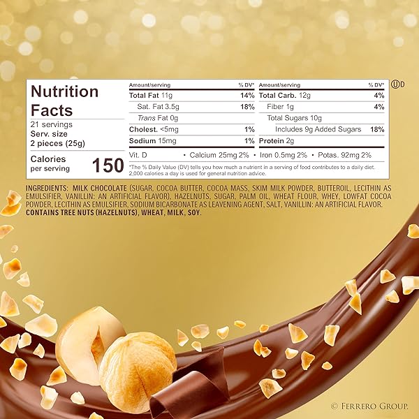 FERRERO ROCHER GOURMET HAZELNUT MILK CHOCOLATE VALENTINE’S DAY GIFT BOX, 42 INDIVIDUALLY WRAPPED CHOCOLATES FOR GIFTING, 18.5 OZ